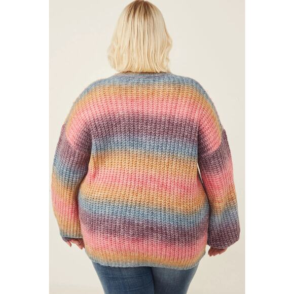 HAYDEN Paige Plus Ombre Rainbow Chunky Knit Sweater 1X - Picture 4 of 5